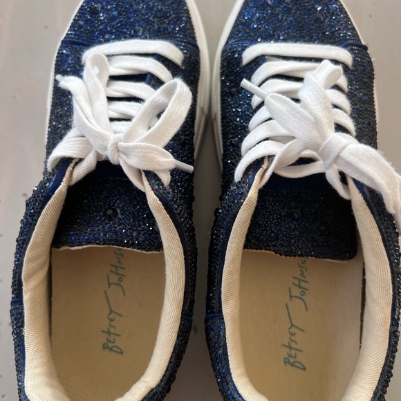 Betsey Johnson Blue and White Sparkly Sneakers - Picture 3 of 5